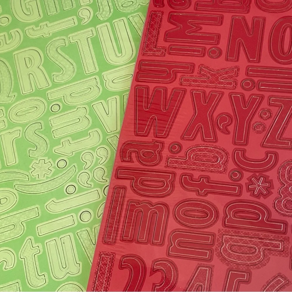 Fresh Paint Chipboard Letters Set Emerald & Scarlet Glitter 4 Sheets 350 Pcs New